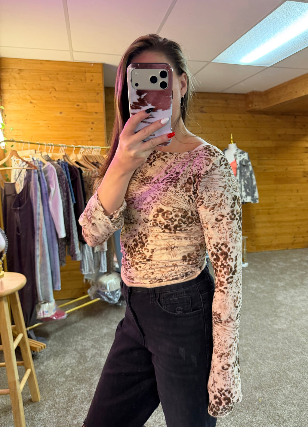 Wildflower Leopard Mesh Top