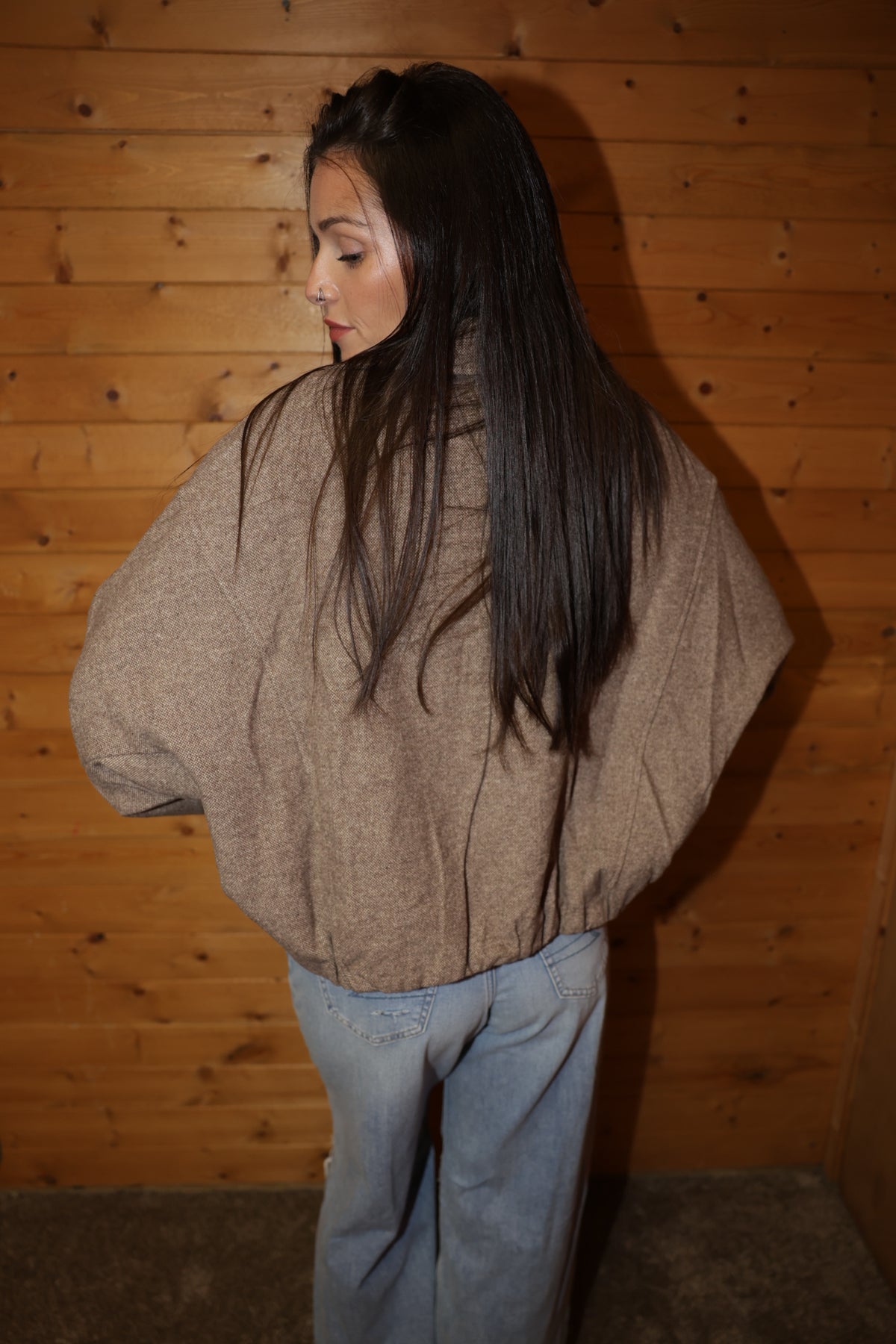 Cropped Balloon Hem Jacket