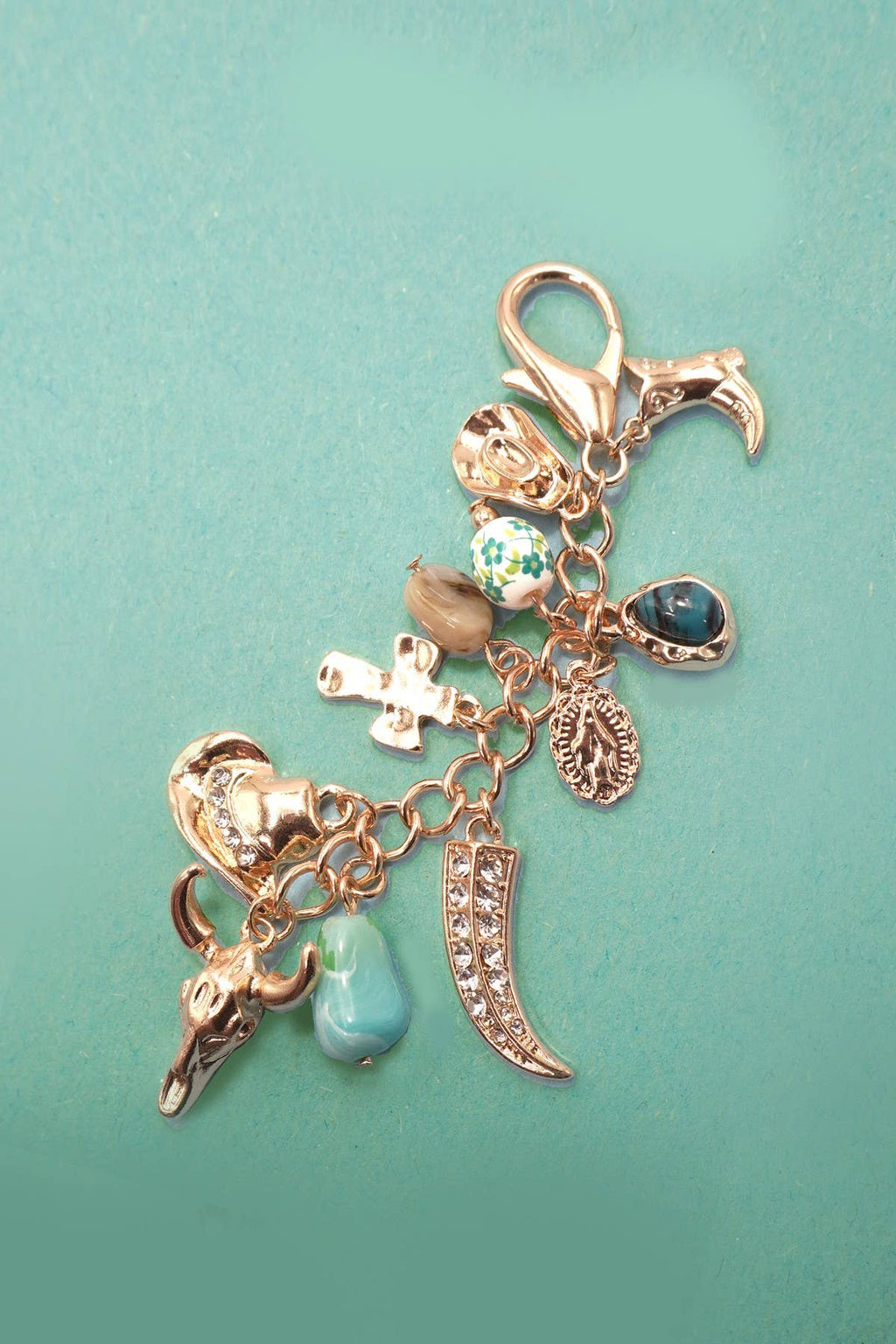 Western Porcelain Toile Bag Charm