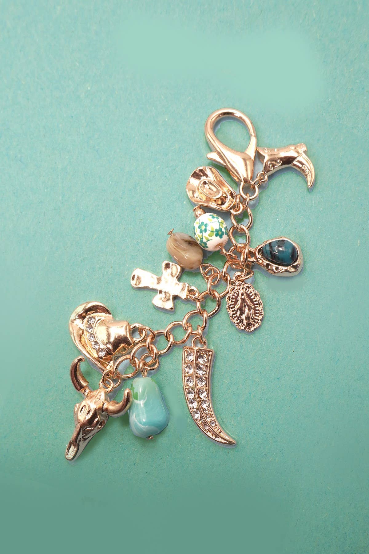 Western Porcelain Toile Bag Charm