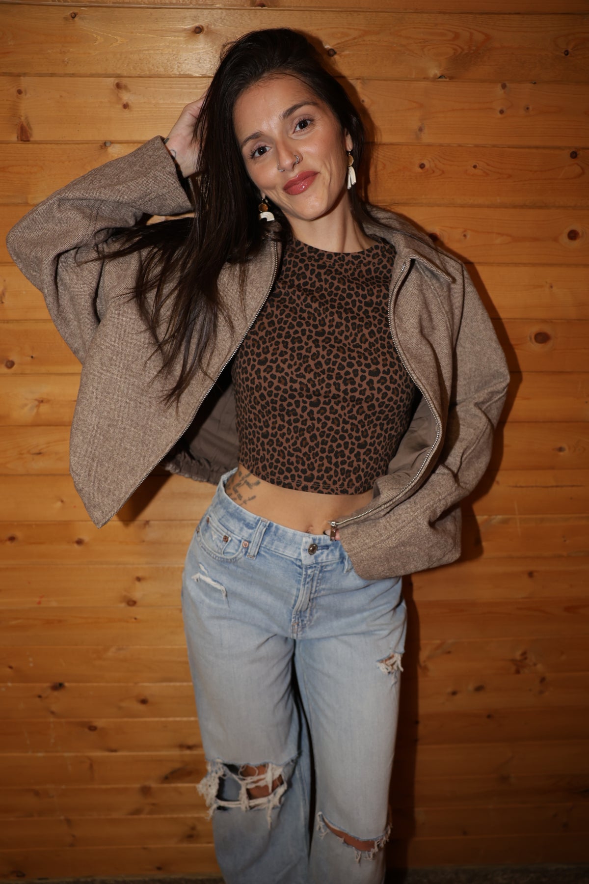 Cropped Balloon Hem Jacket