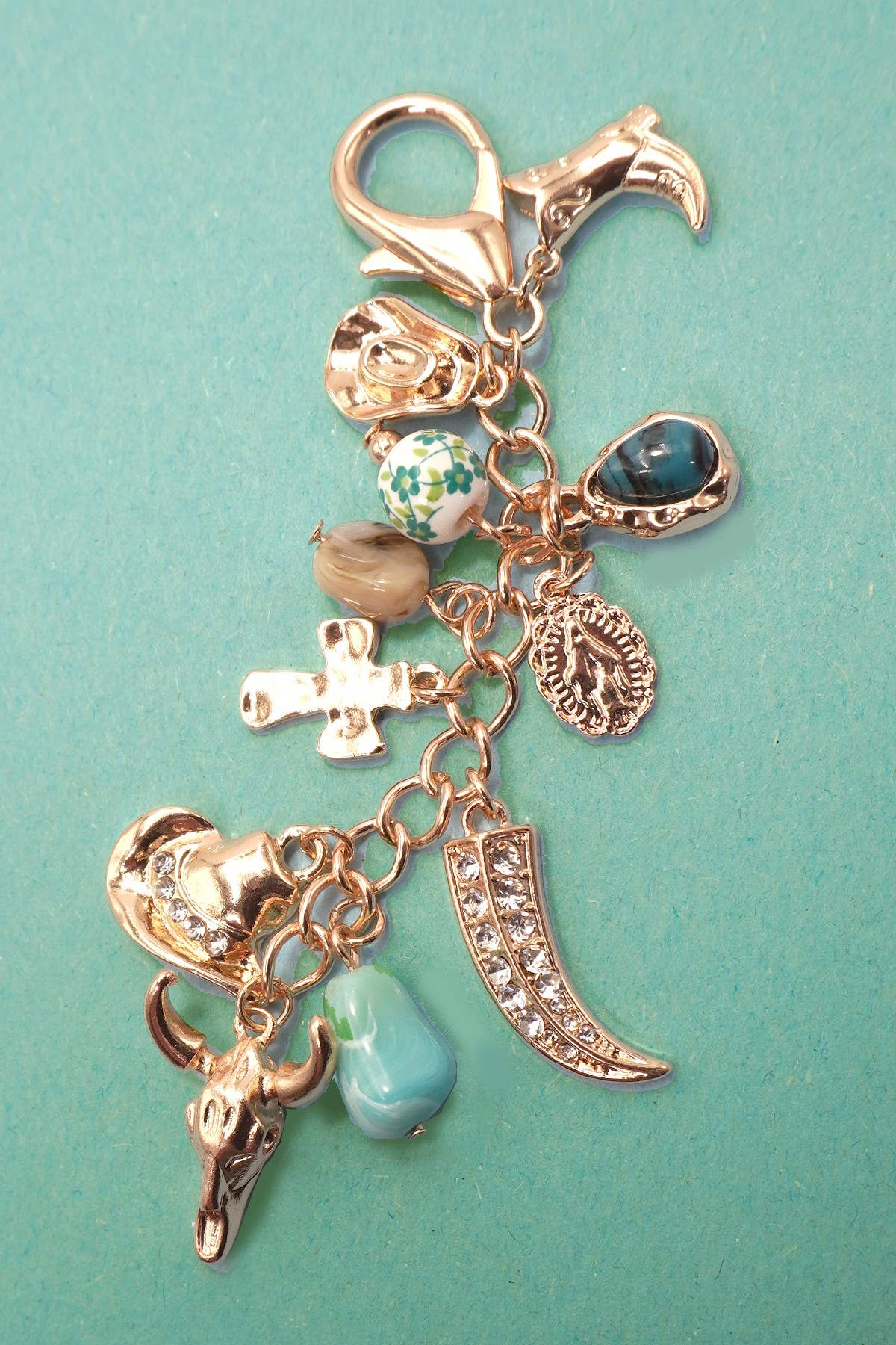Western Porcelain Toile Bag Charm