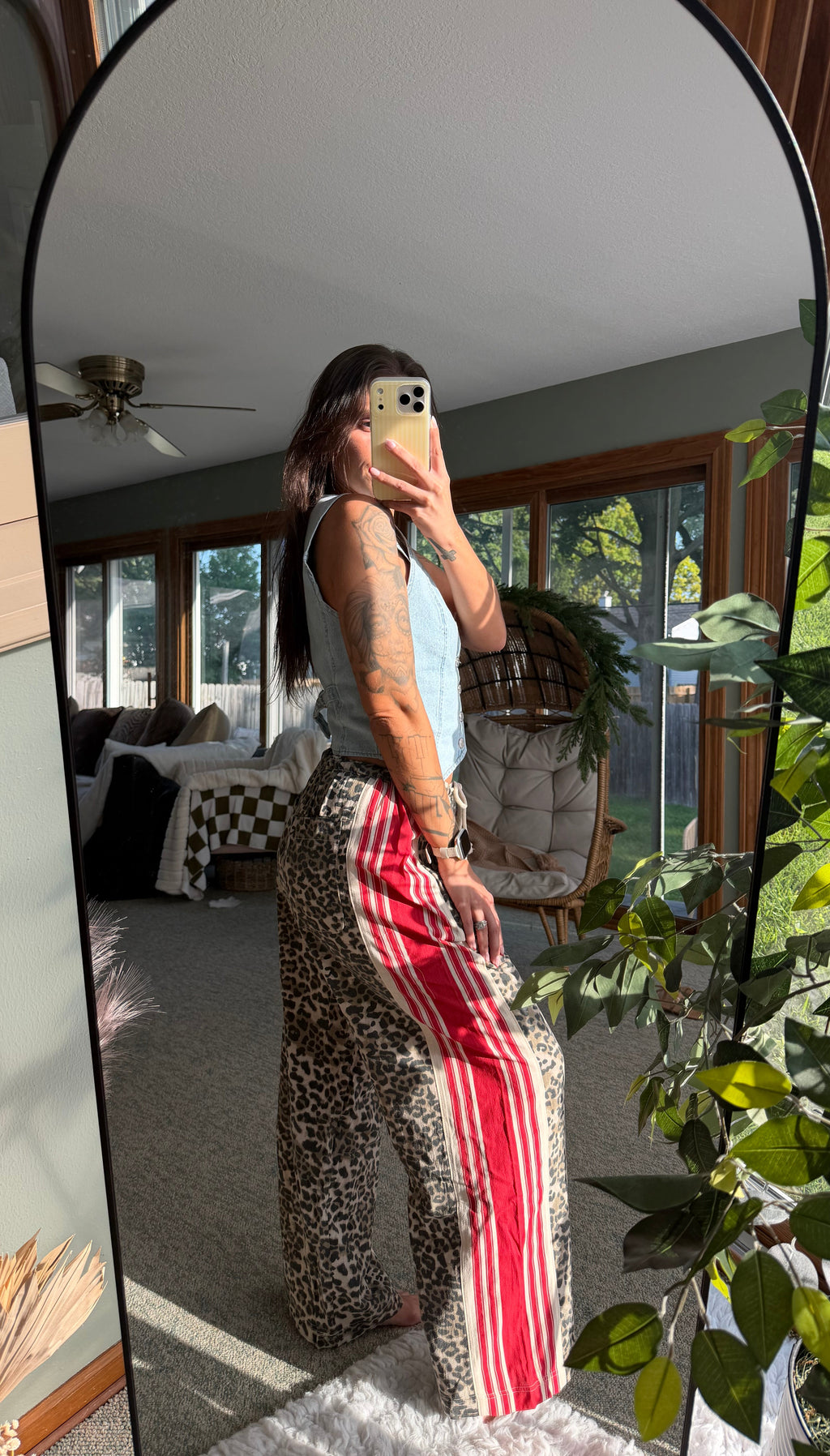 Leopard Red Striped String Pants