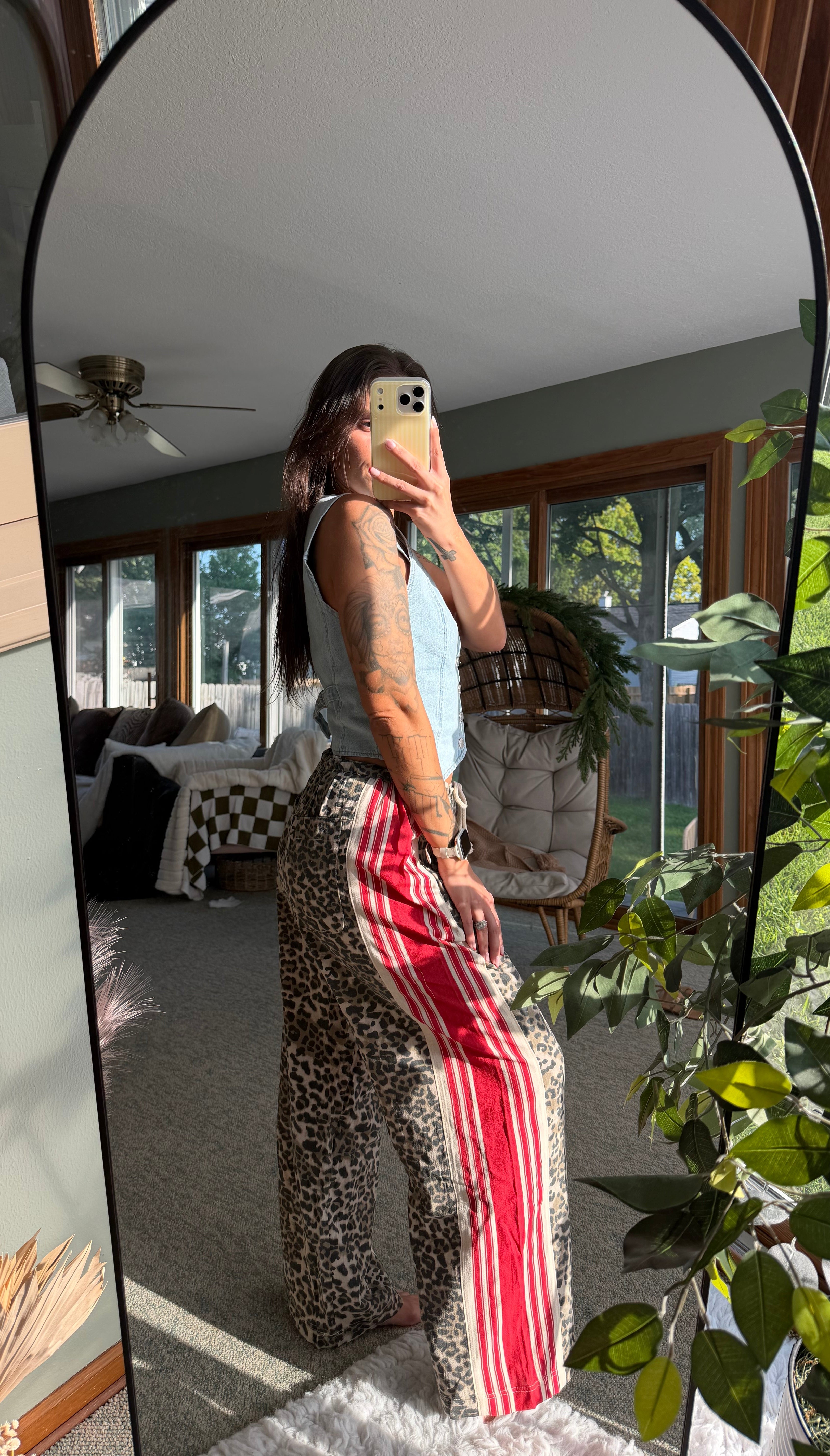 Leopard Red Striped String Pants