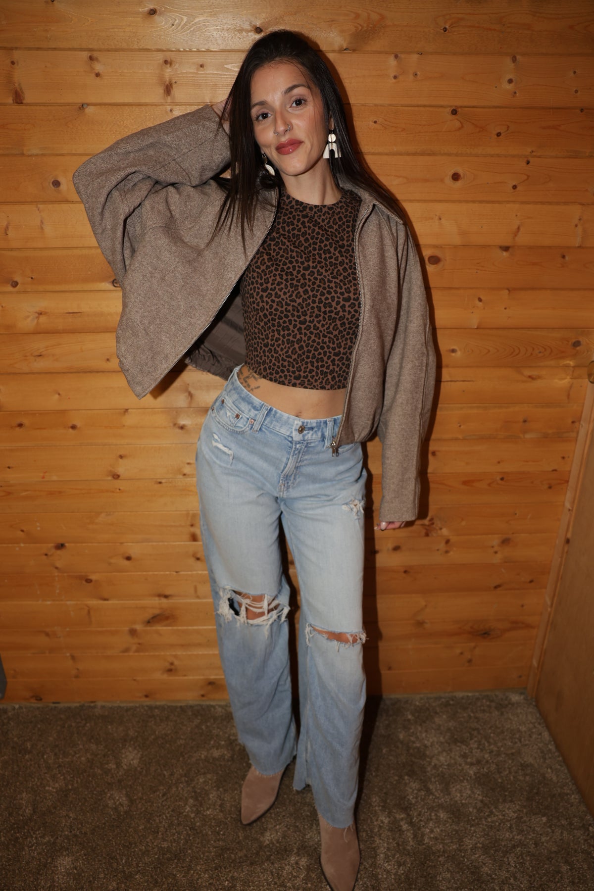 Cropped Balloon Hem Jacket