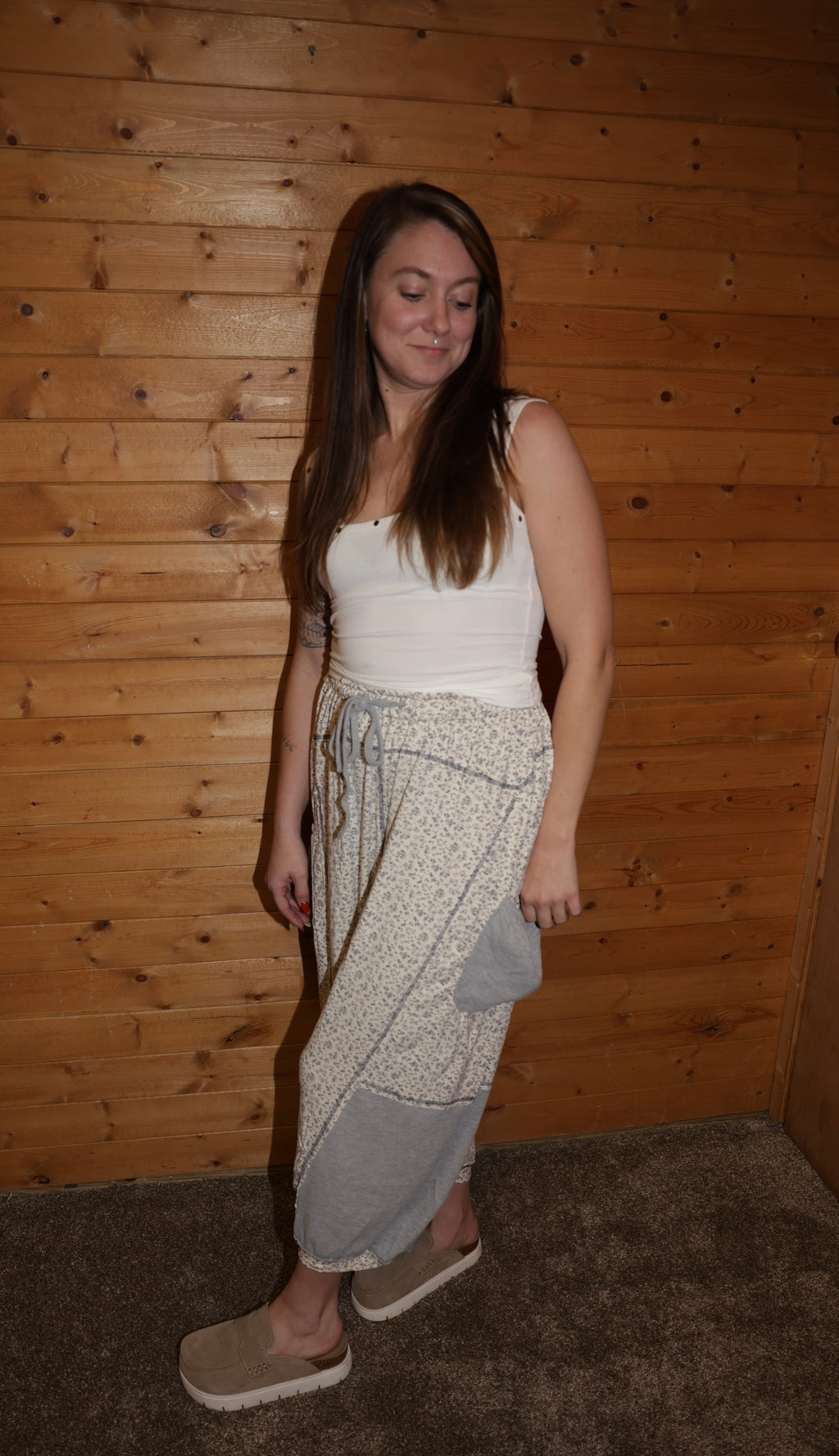 Printed Knit Oversized Pants