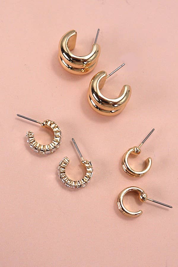 Baguette Stone Double Hoops