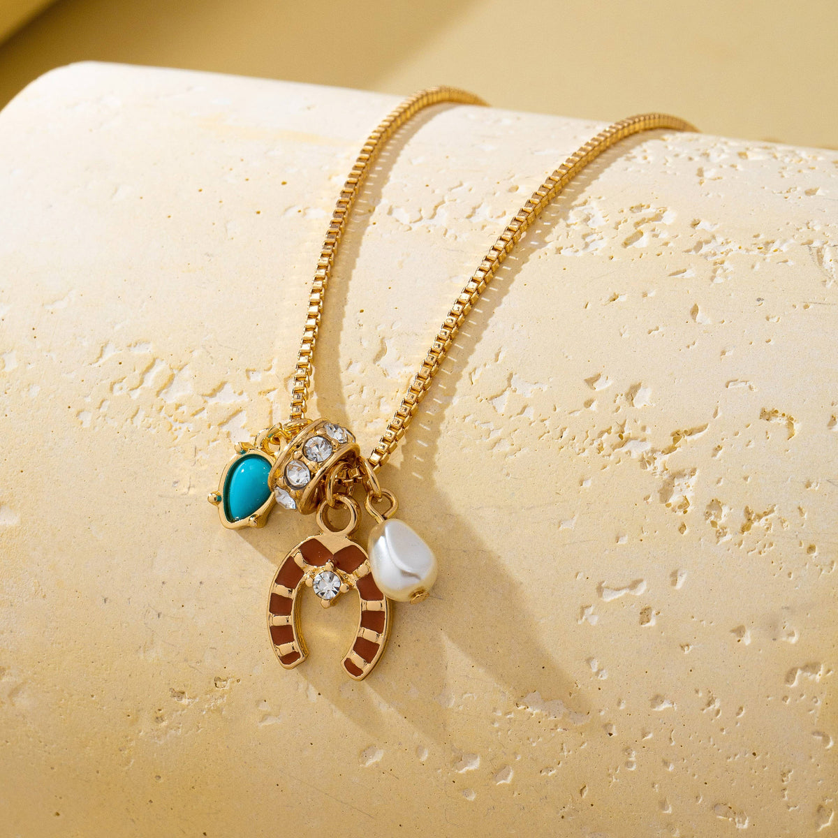 Southwest Enamel Horseshoe Pendant Necklace