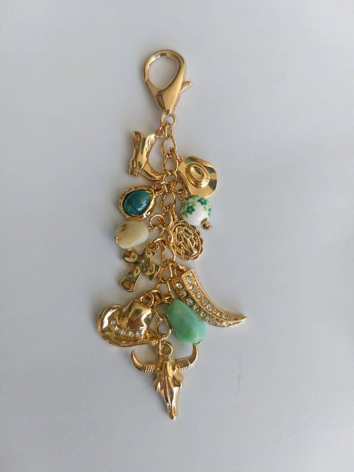 Western Porcelain Toile Bag Charm