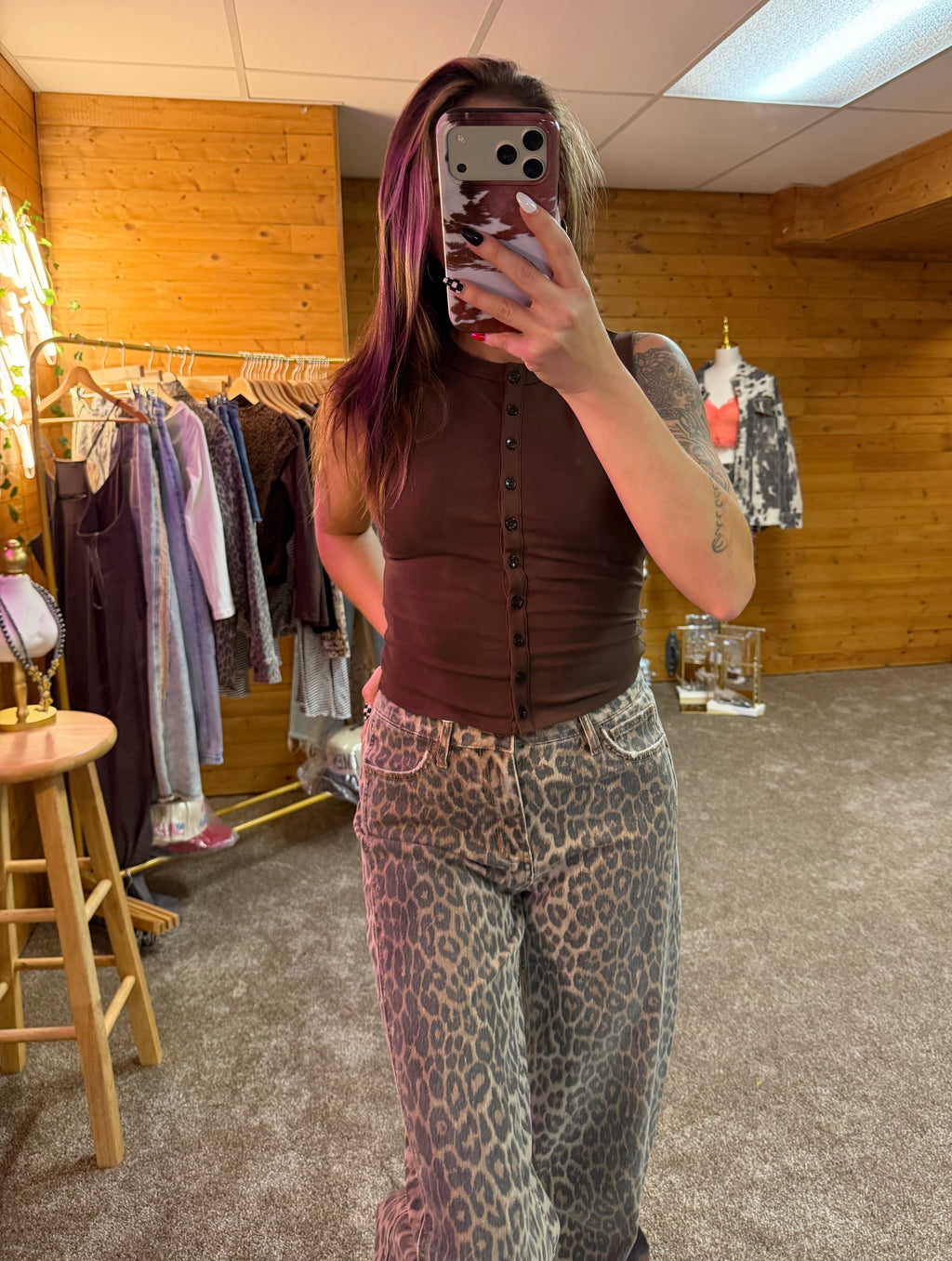 Wild Side High Rise Leopard Wide Leg Jeans