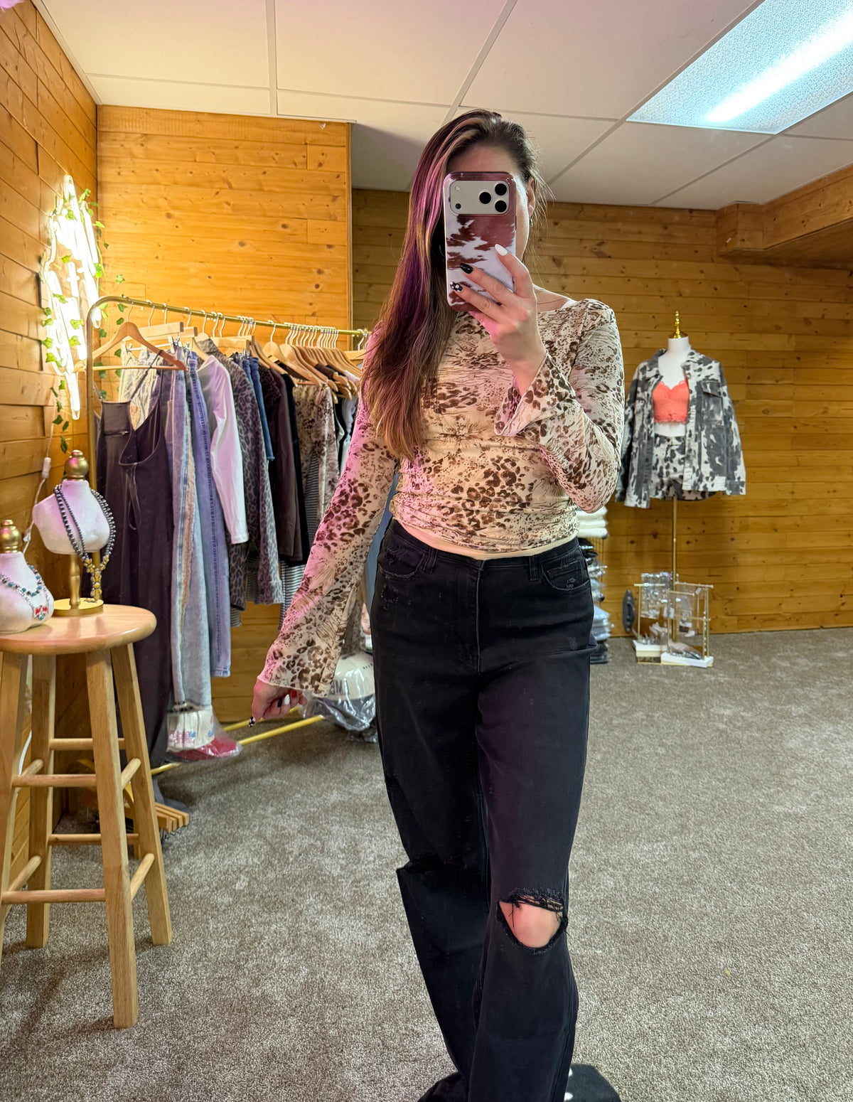 Wildflower Leopard Mesh Top