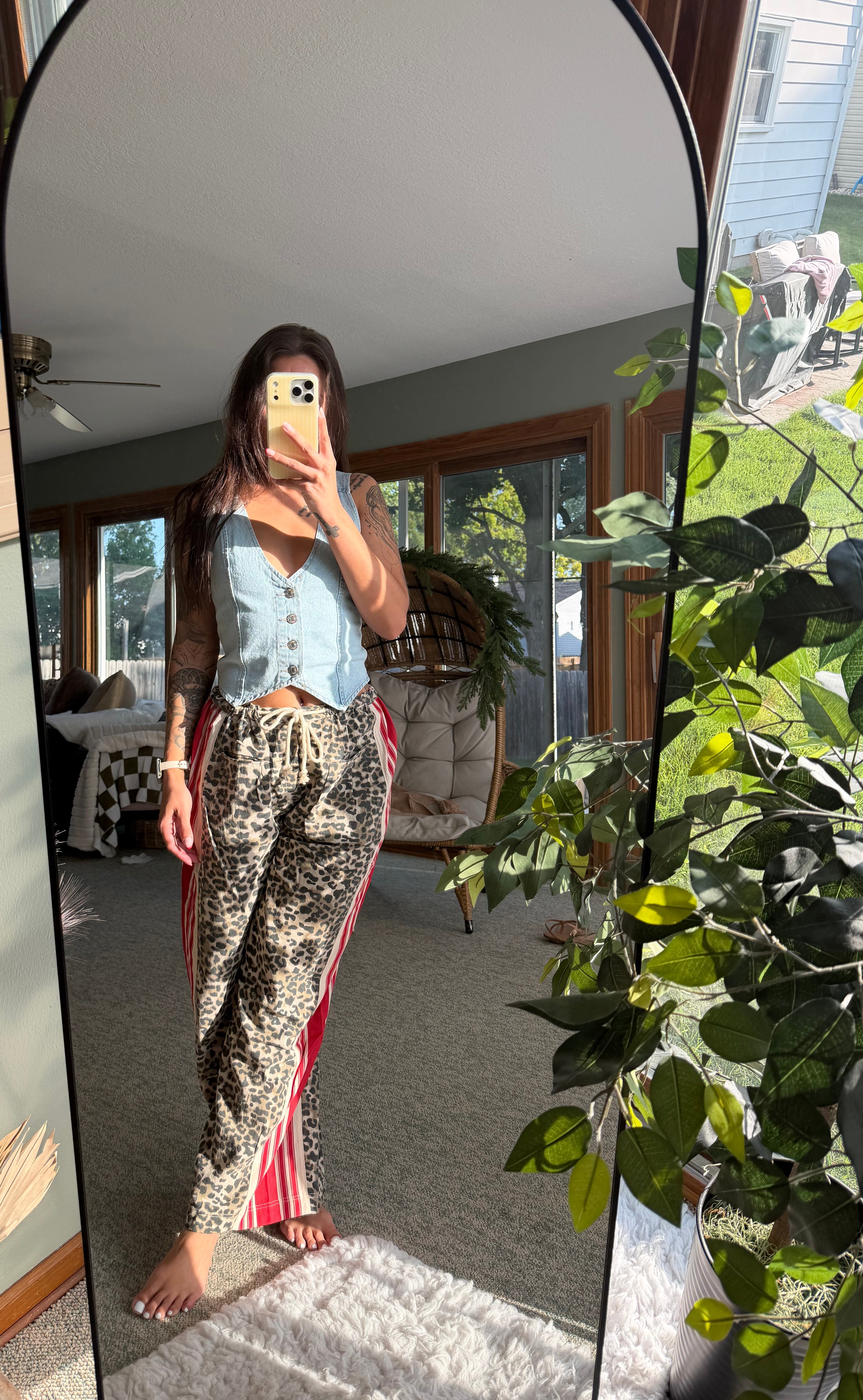 Leopard Red Striped String Pants