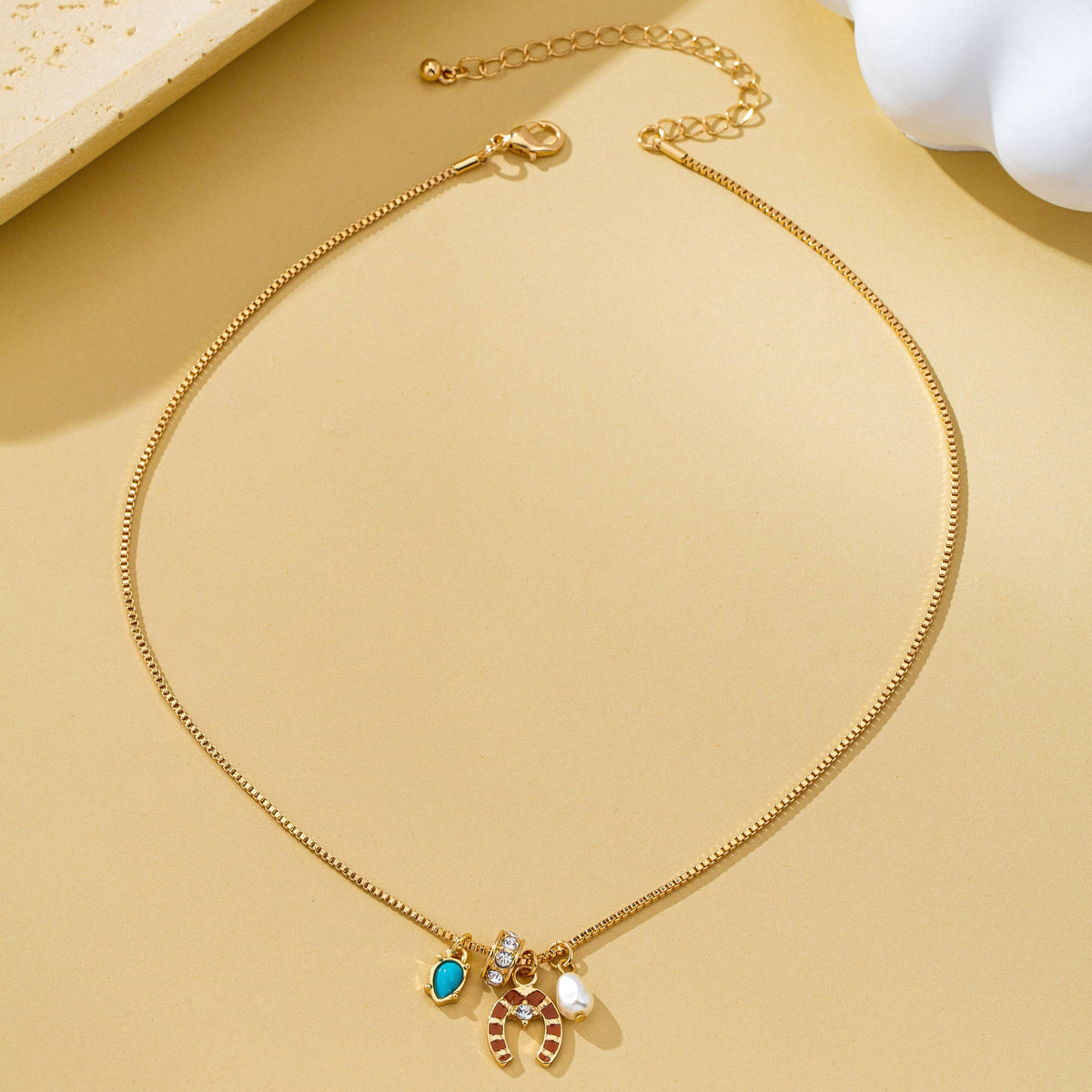 Southwest Enamel Horseshoe Pendant Necklace