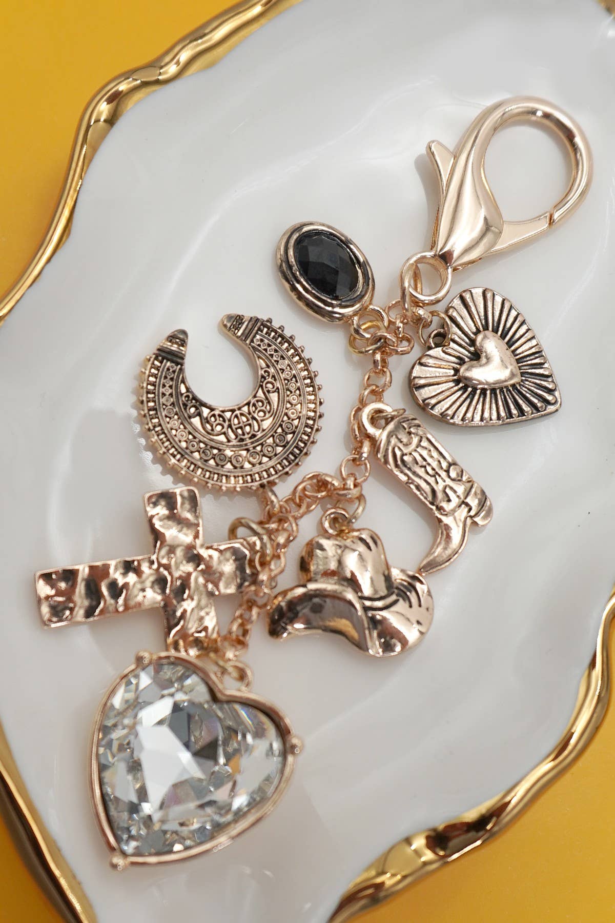 Western Pearlized Cross Bag Charm
