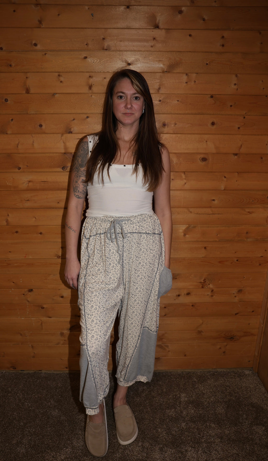 Printed Knit Oversized Pants