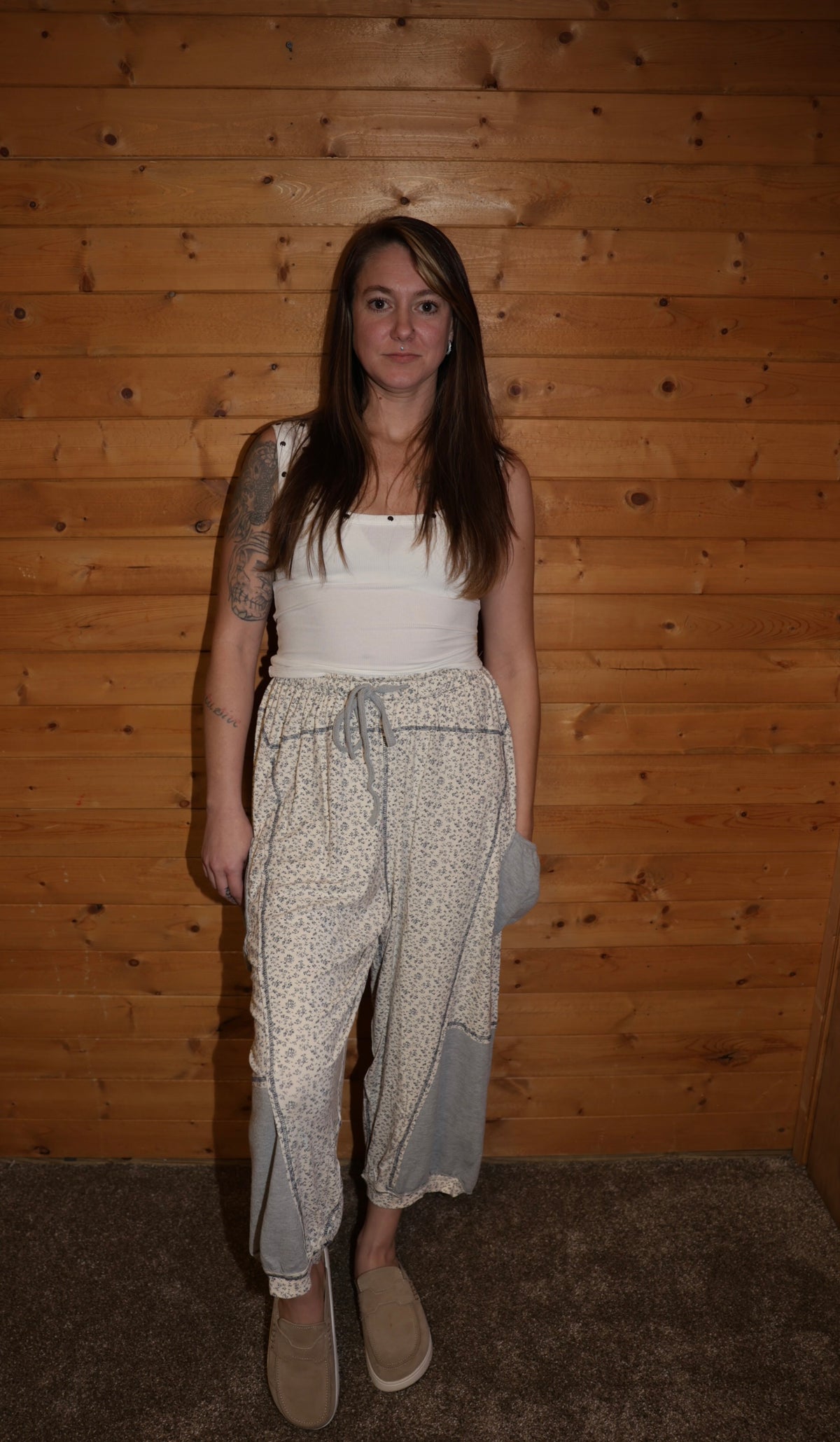 Printed Knit Oversized Pants