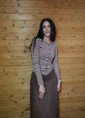 Striped Button-Down Knit Top