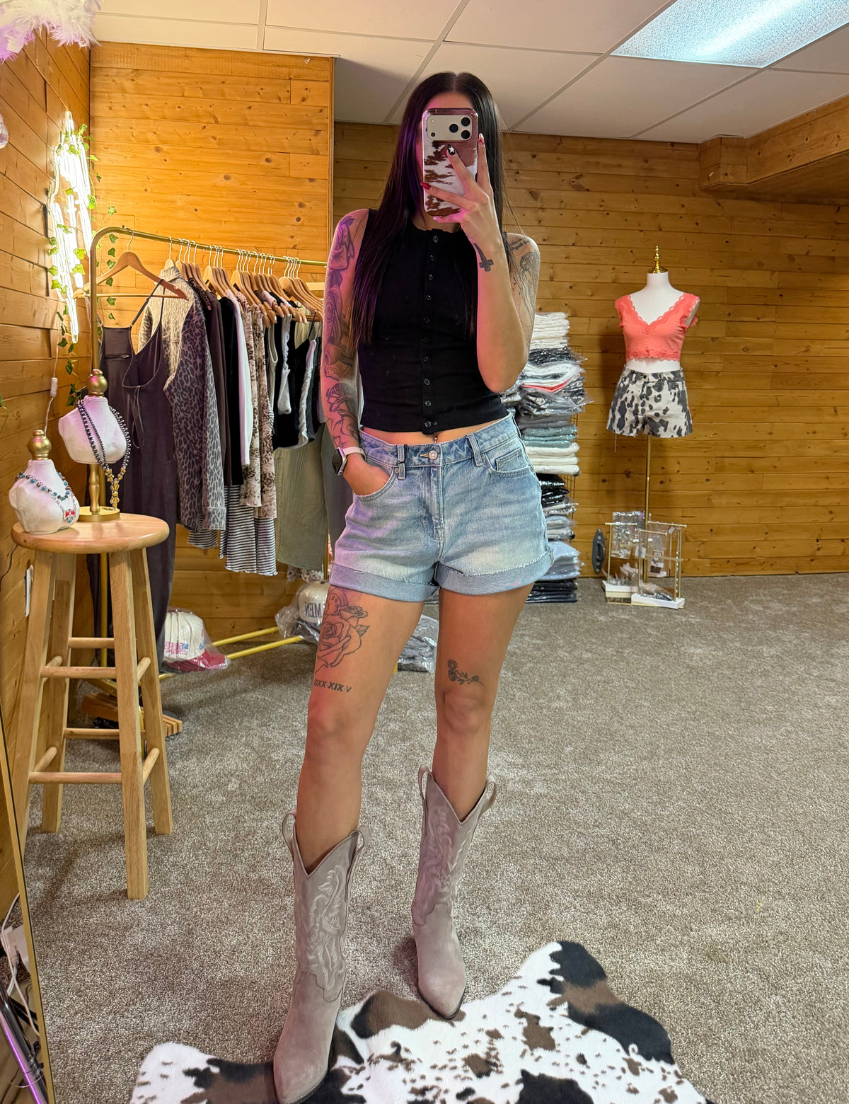 Hidden Jeans Vintage Blue A-Line Denim Shorts