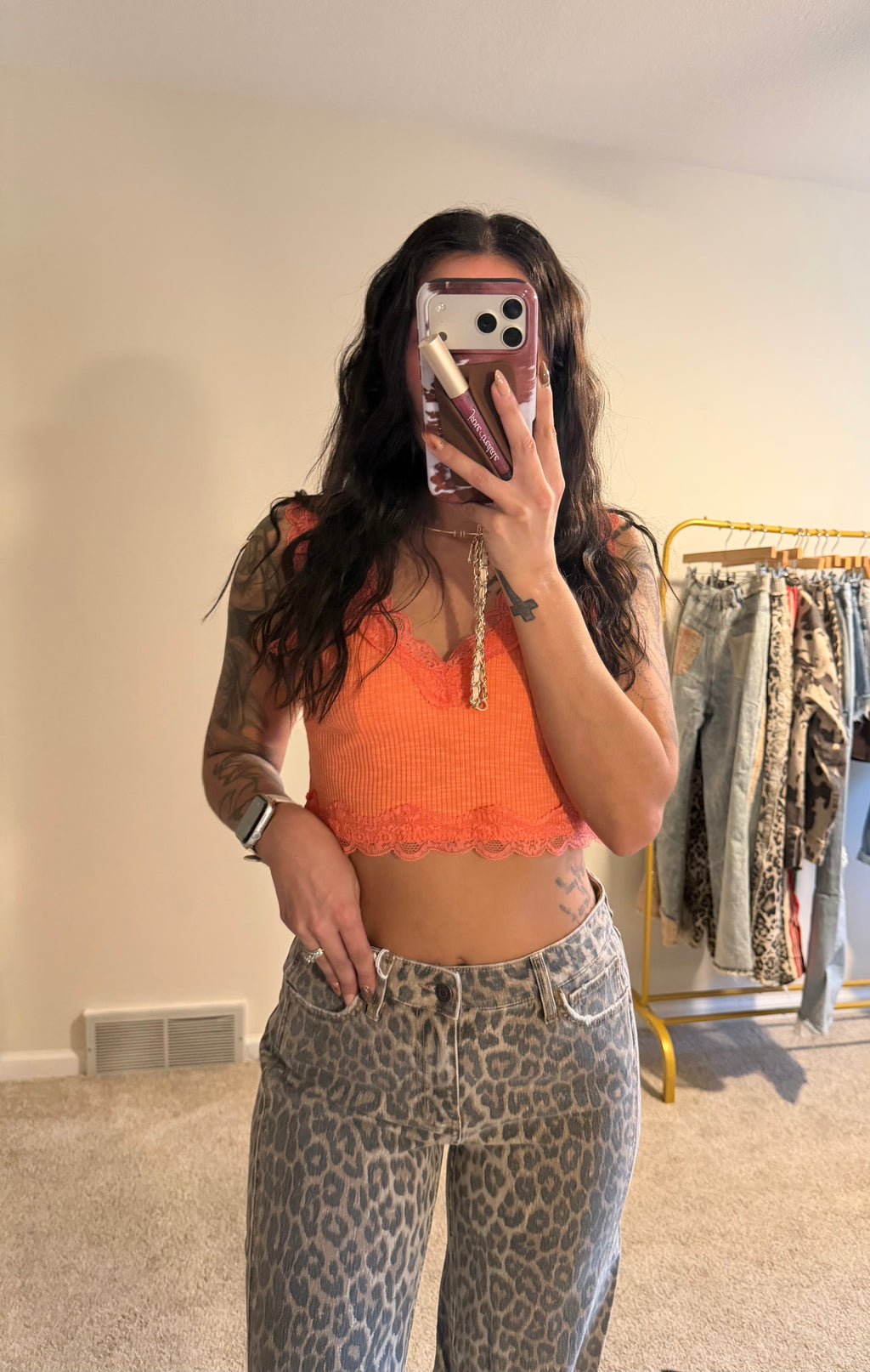 Flying Monkey Wild Side High Rise Leopard Wide Leg Jeans