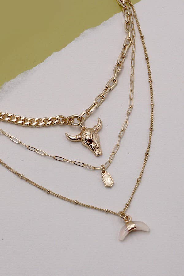Layered Southwestern Bull Horn Necklace
