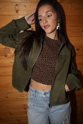 Olive Corduroy Collar Jacket