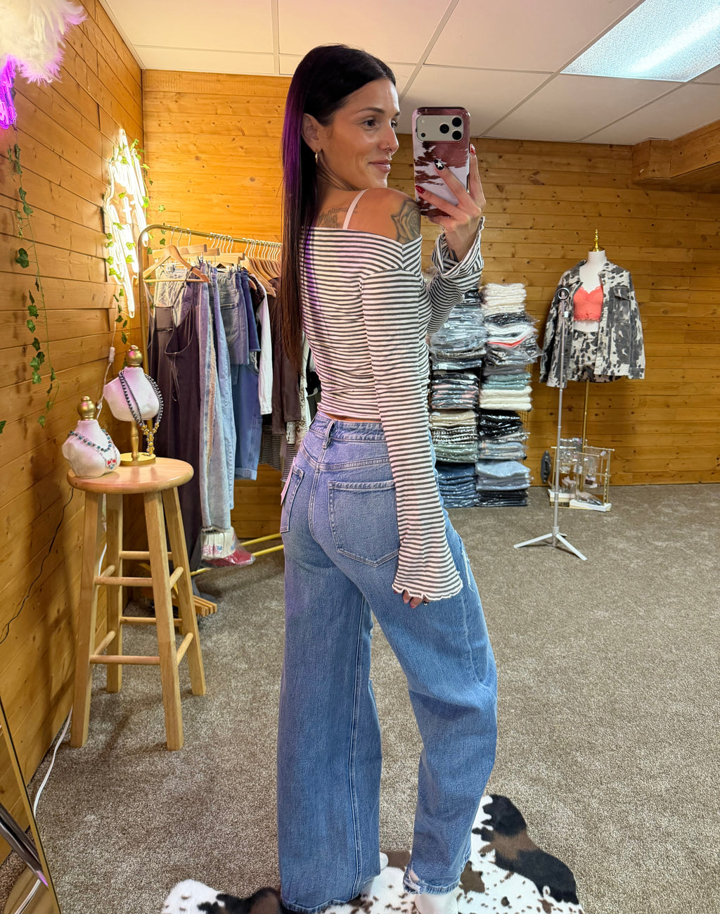 Asymmetrical Stripe Knit Top