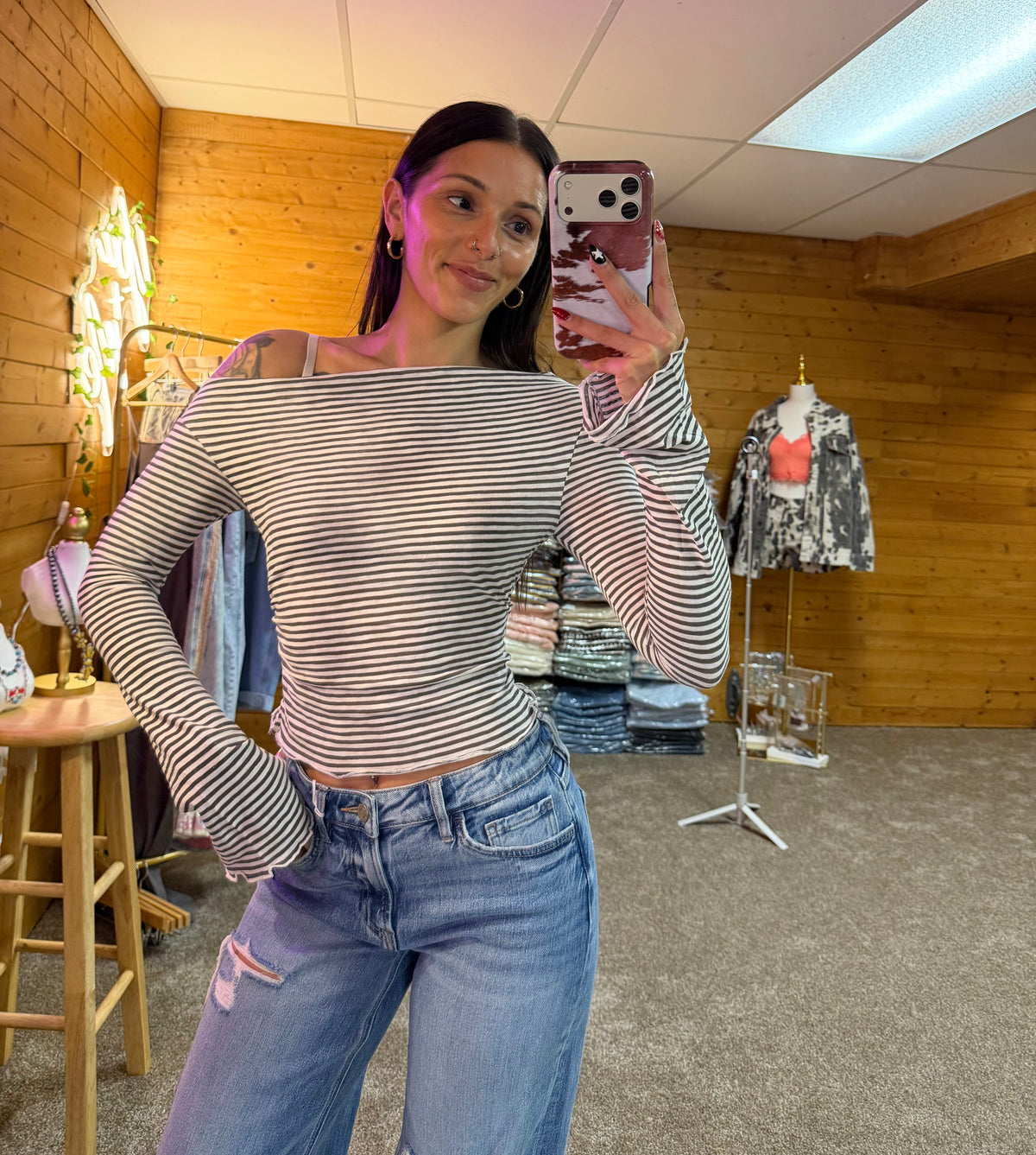 Asymmetrical Stripe Knit Top