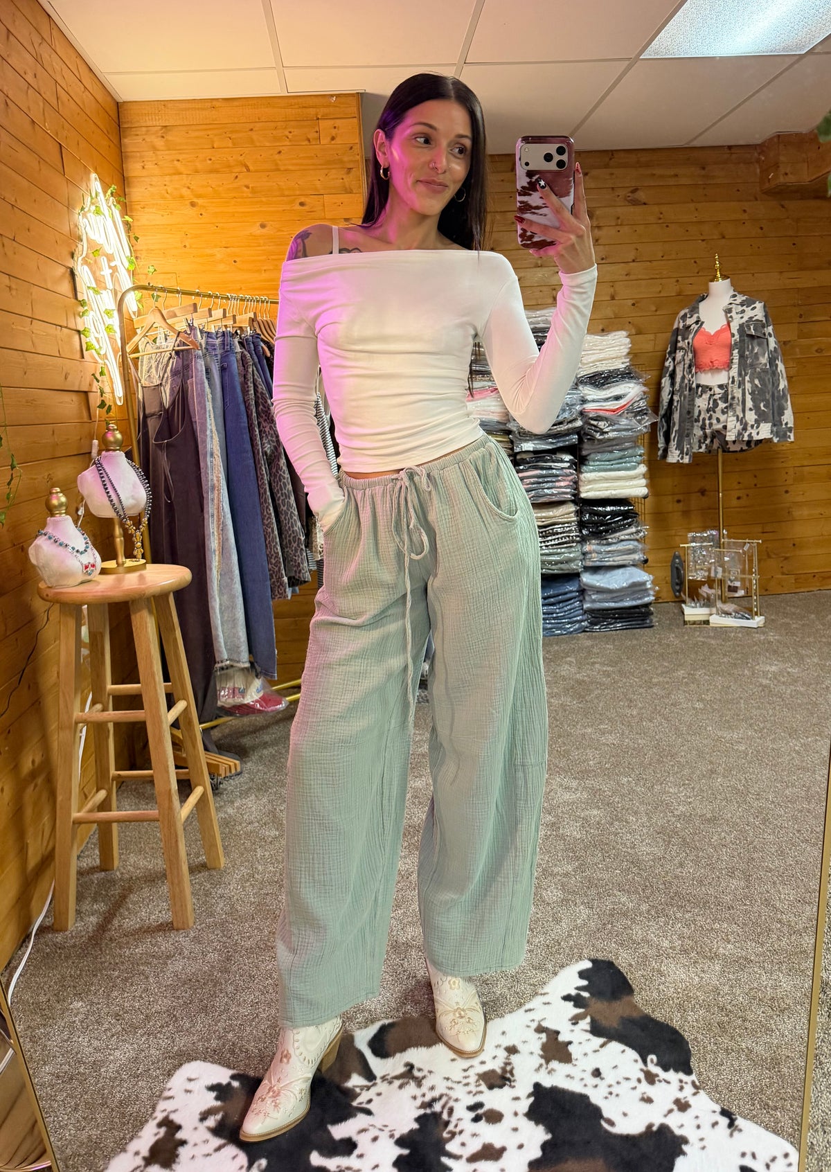 Vintage Sage Cami & Barrel Set