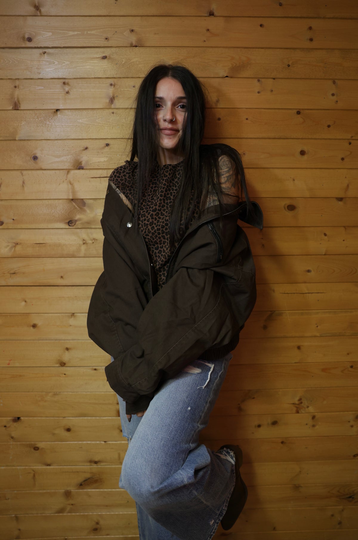 Contrast Collar Zip Jacket