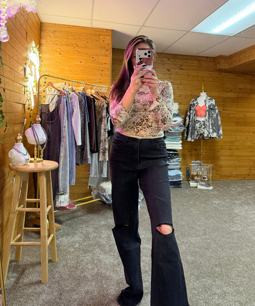 90's Vintage Super High Rise Flare Jeans