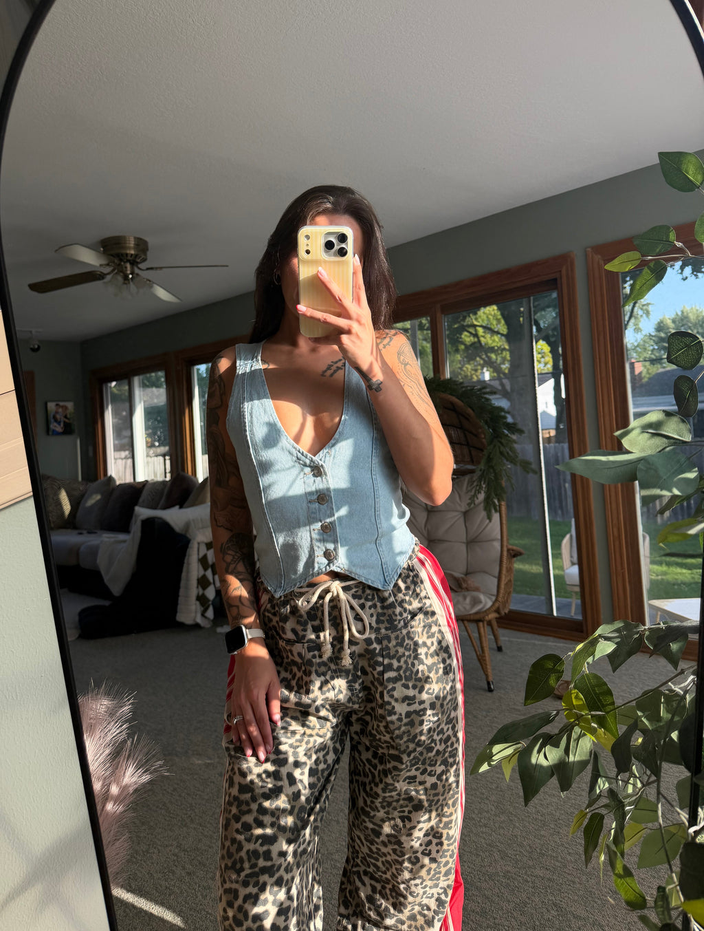 Leopard Red Striped String Pants