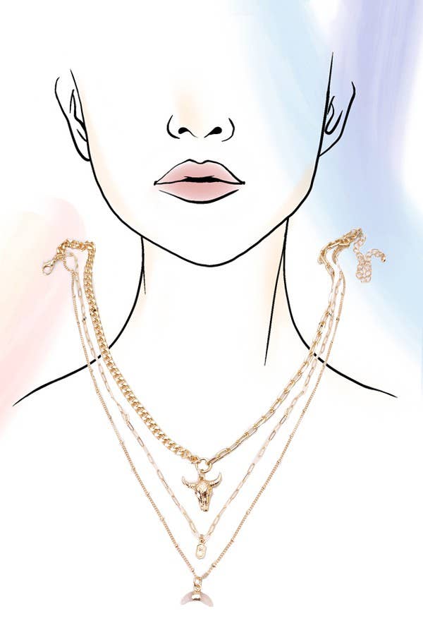 Layered Southwestern Bull Horn Necklace