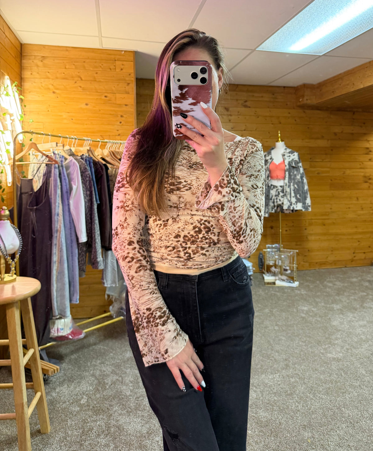 Wildflower Leopard Mesh Top