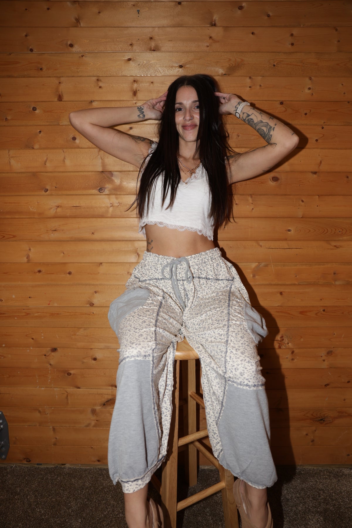 Printed Knit Oversized Pants