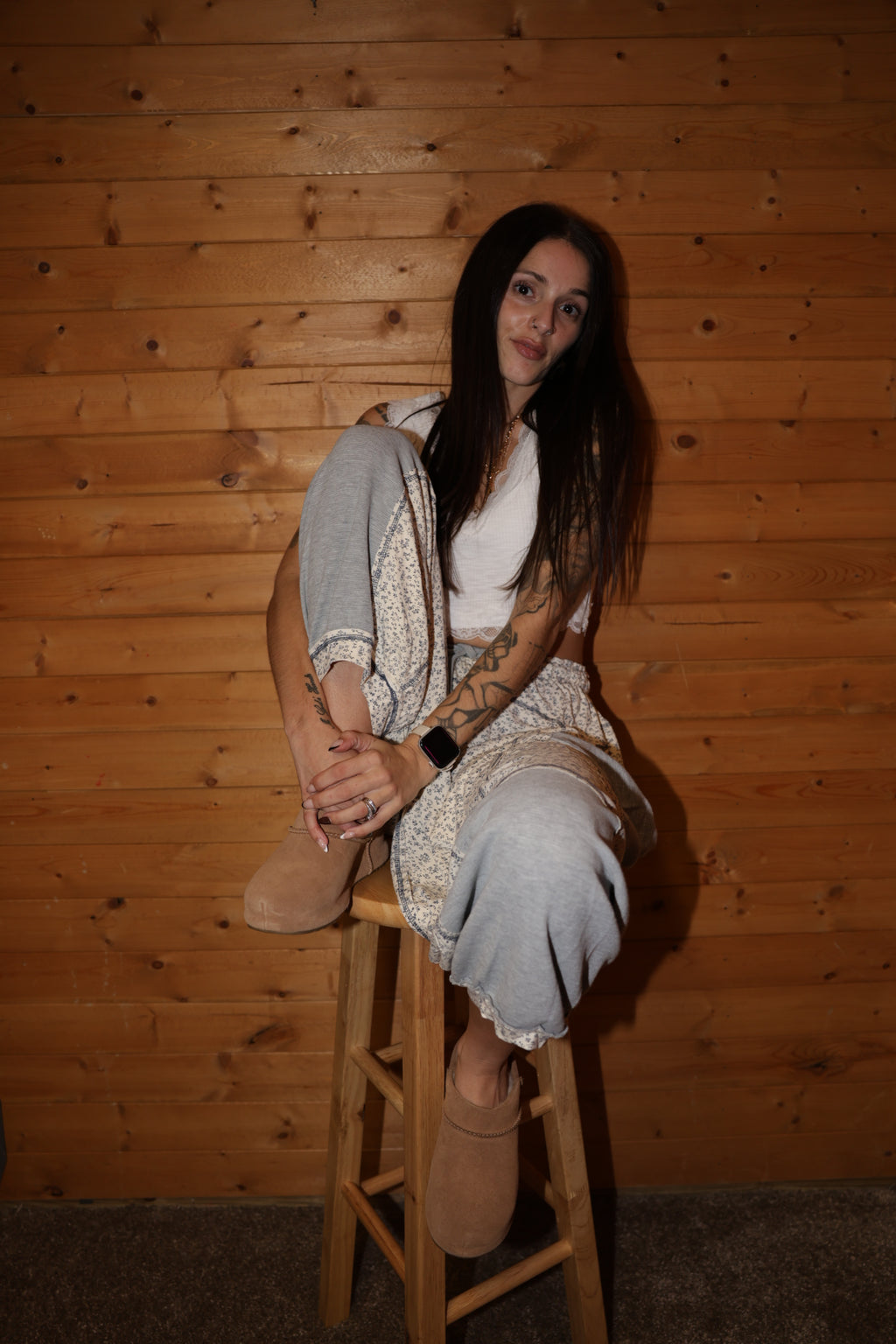 Printed Knit Oversized Pants