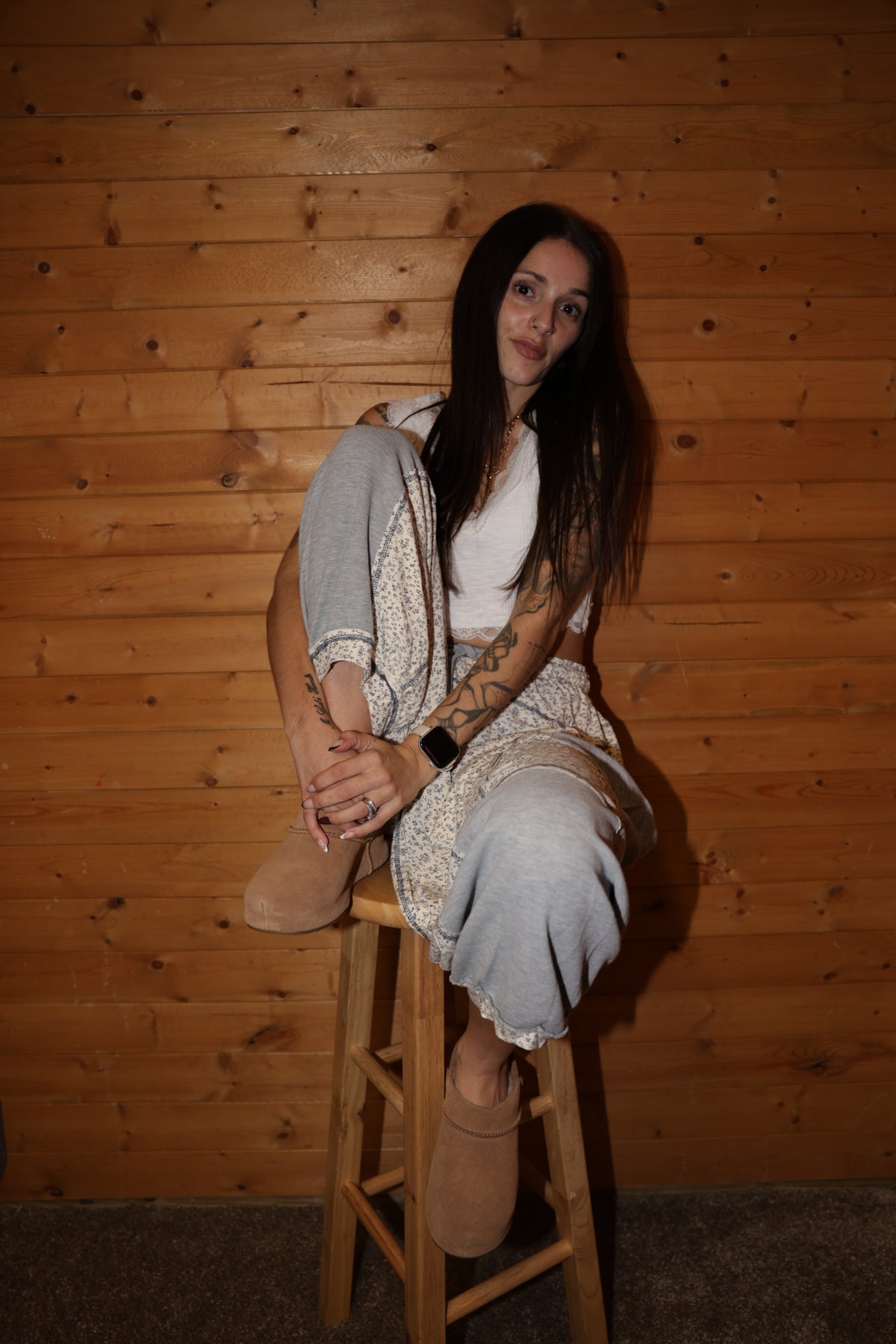 Printed Knit Oversized Pants