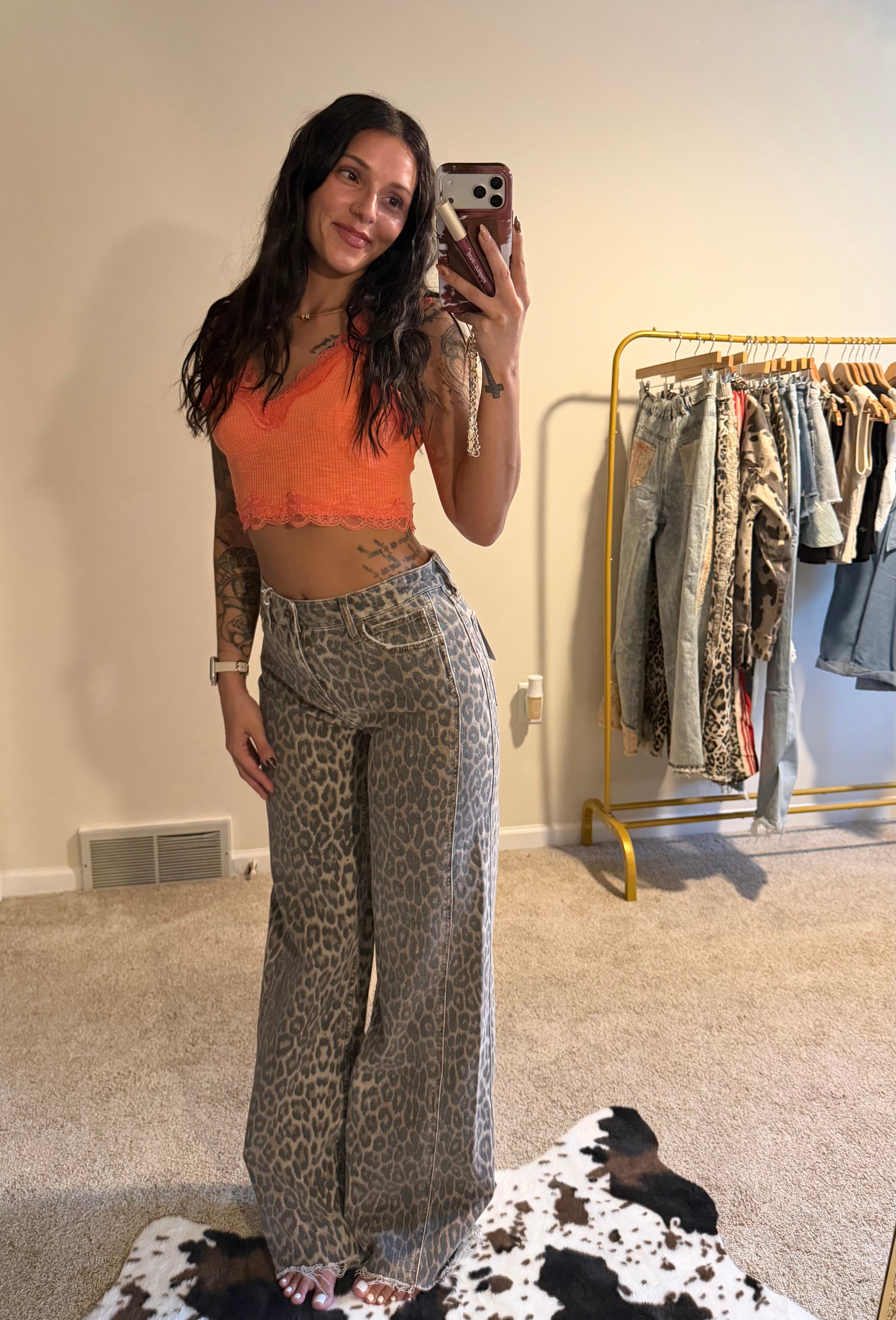 Lace Trim Ribbed Crop Top