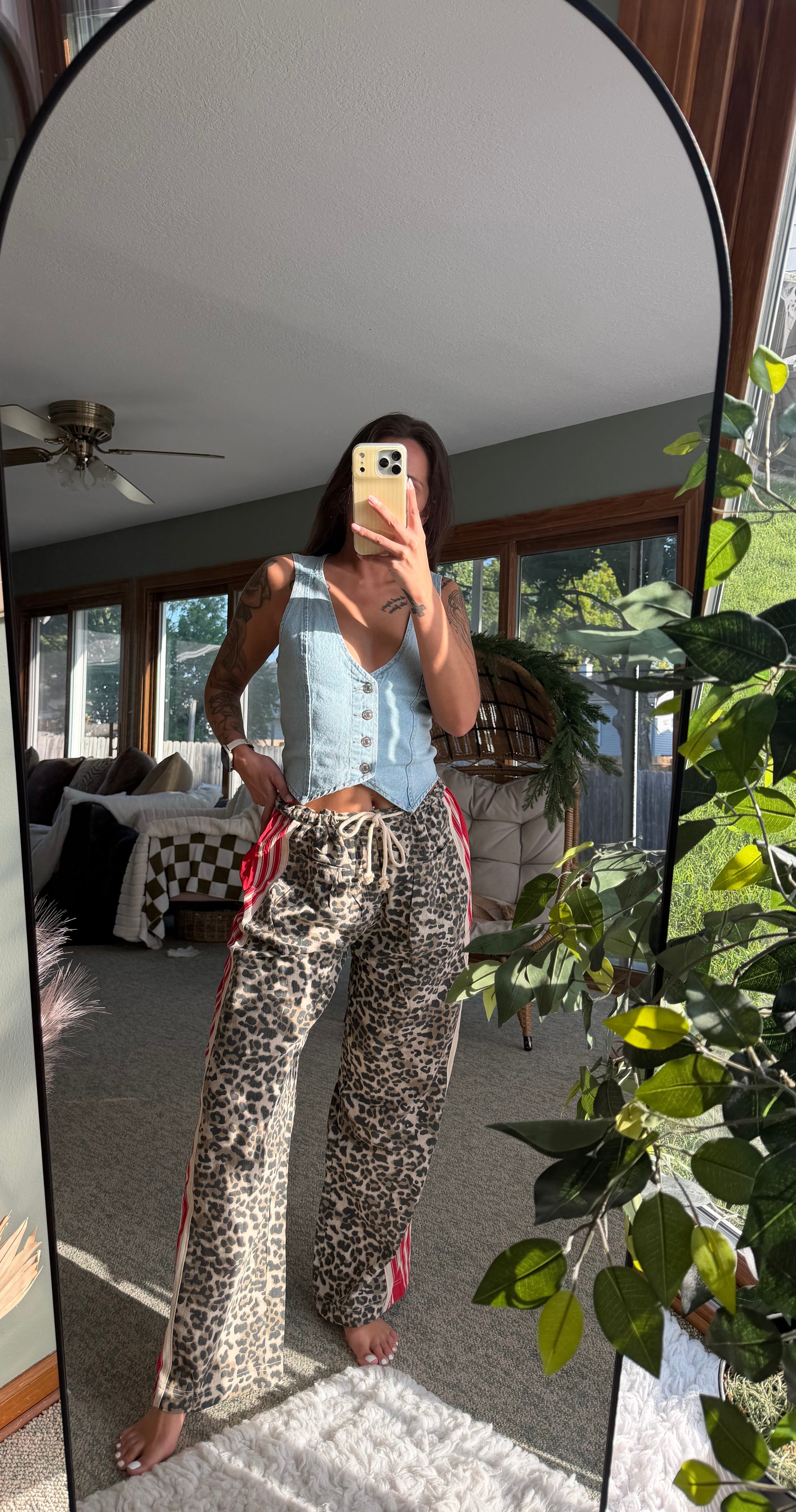 Leopard Red Striped String Pants
