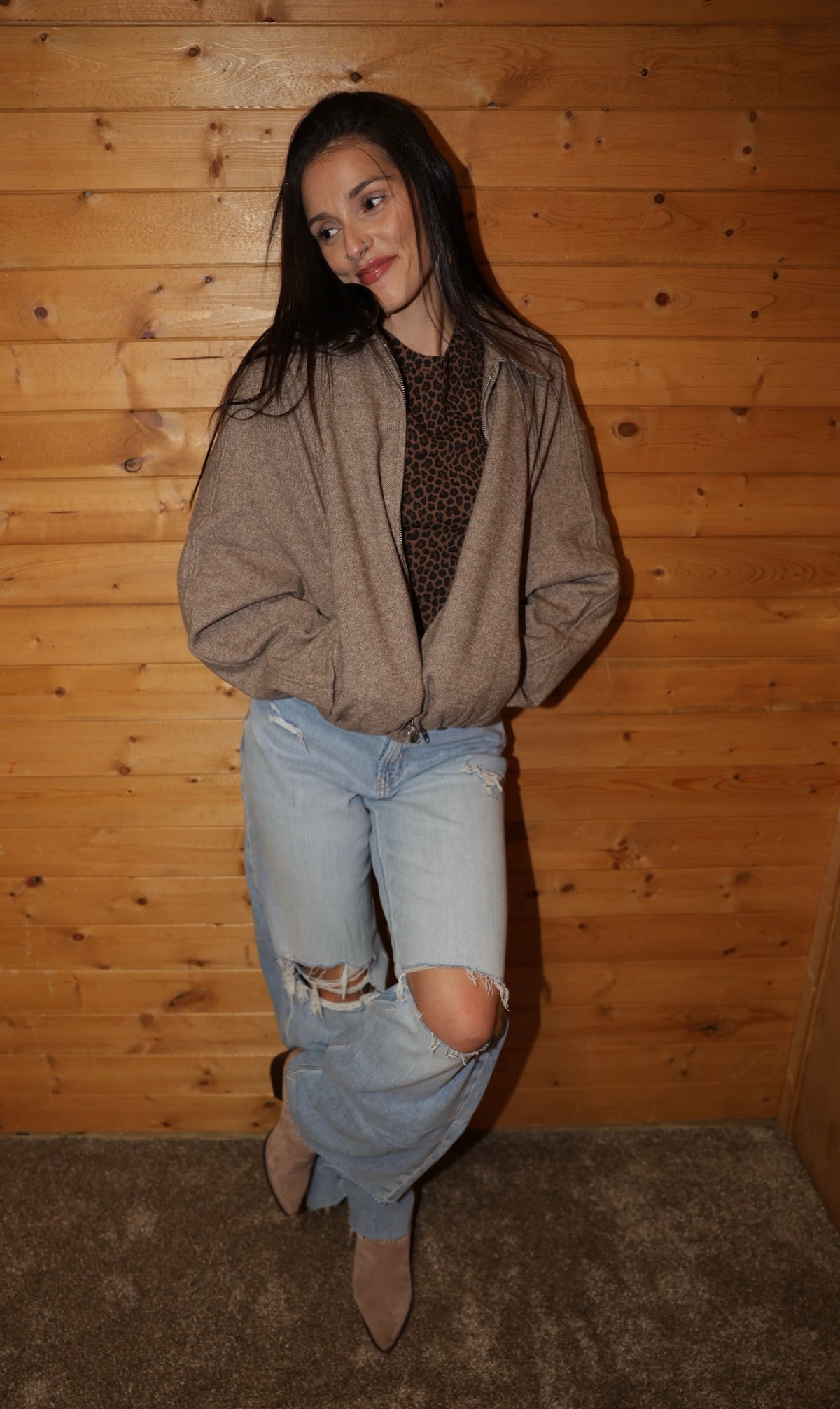 Cropped Balloon Hem Jacket