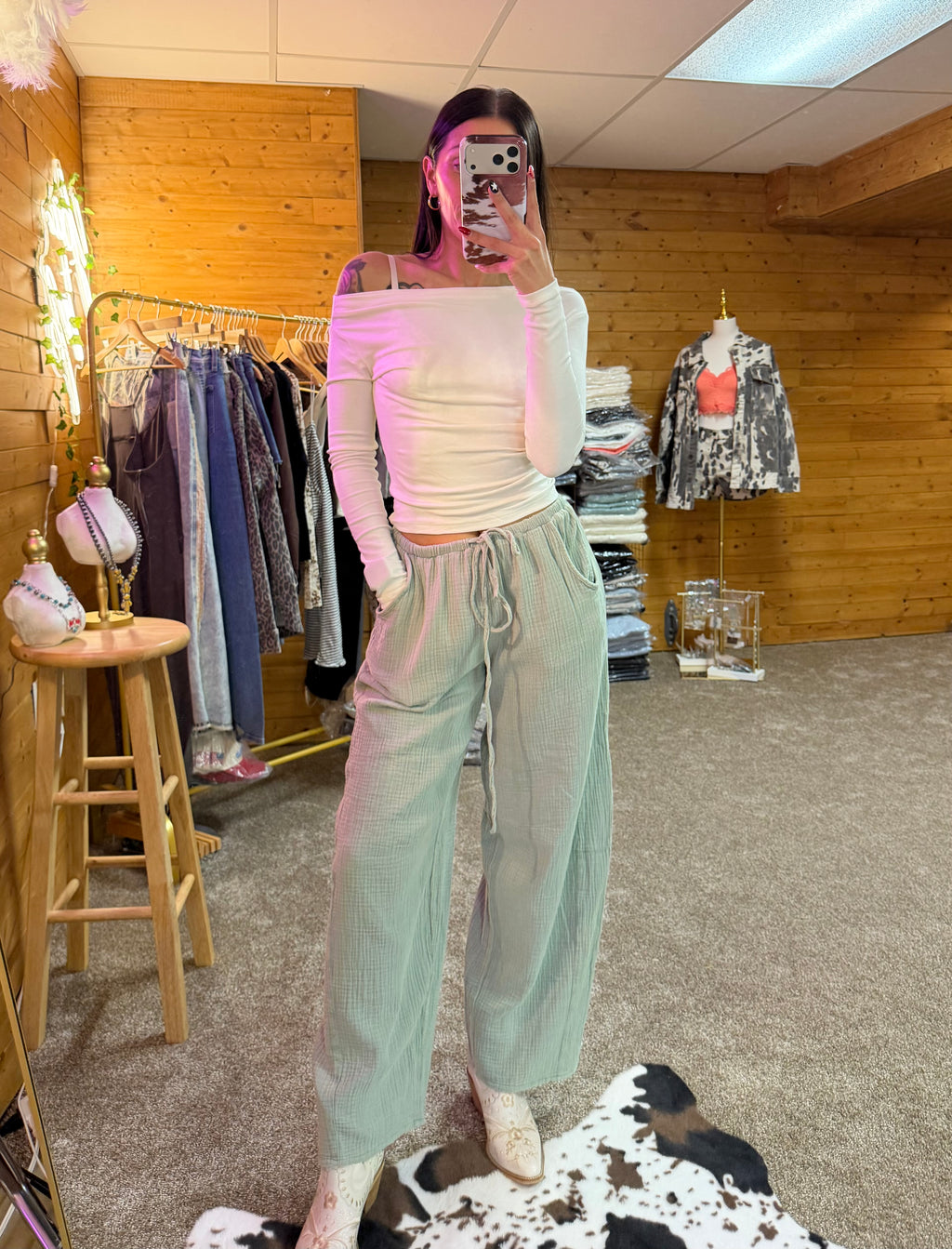 Pintuck Boat Neck Knit Top