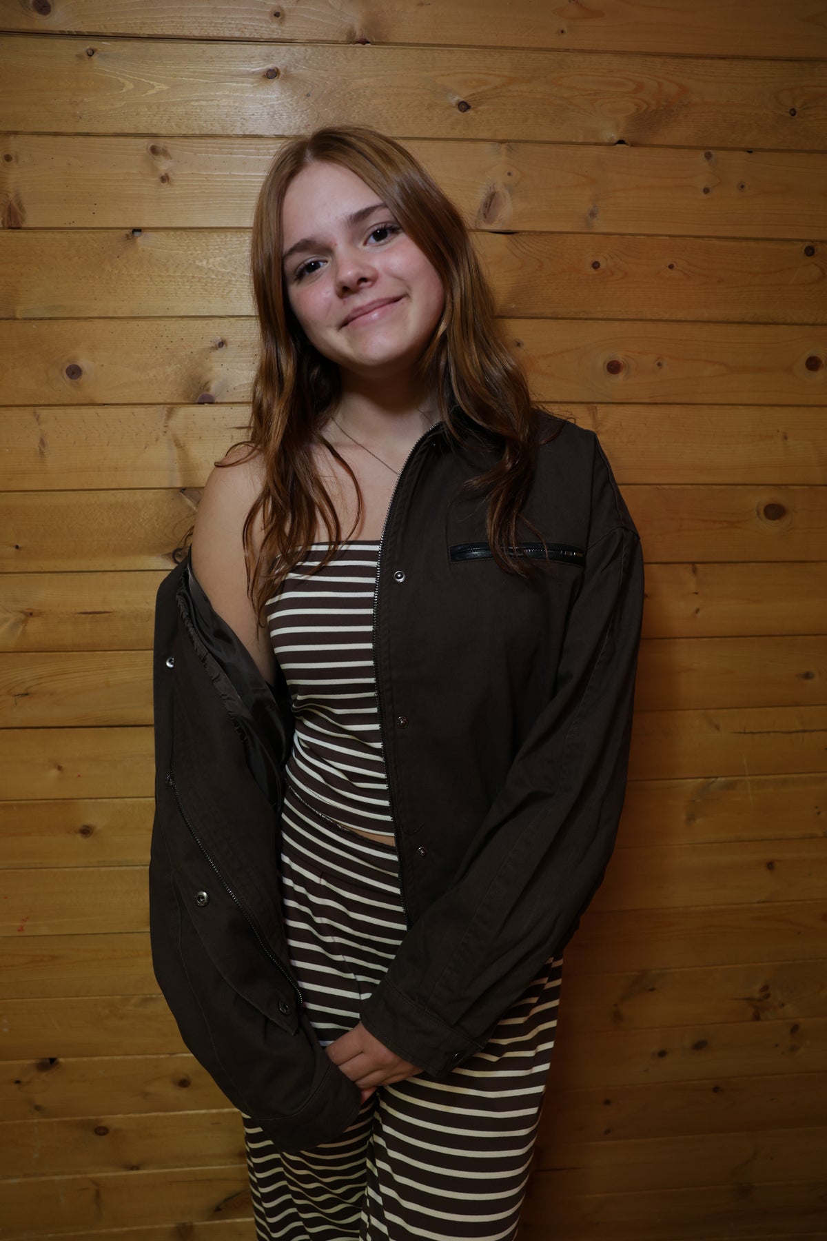 Contrast Collar Zip Jacket