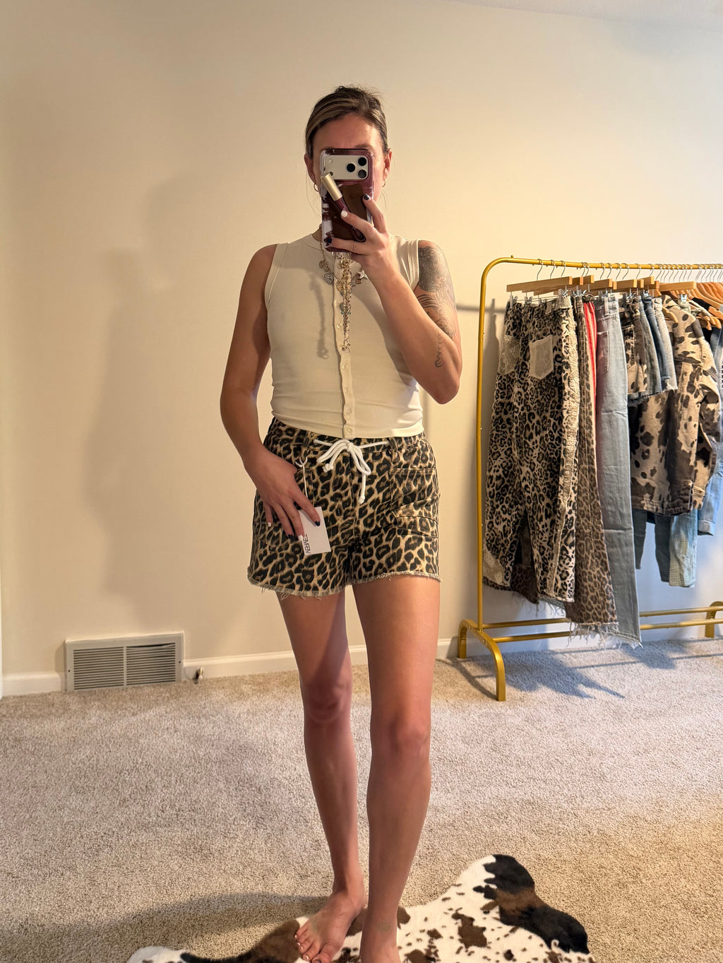 VERVET by Flying Monkey Wild Side Leopard Drawstring Shorts