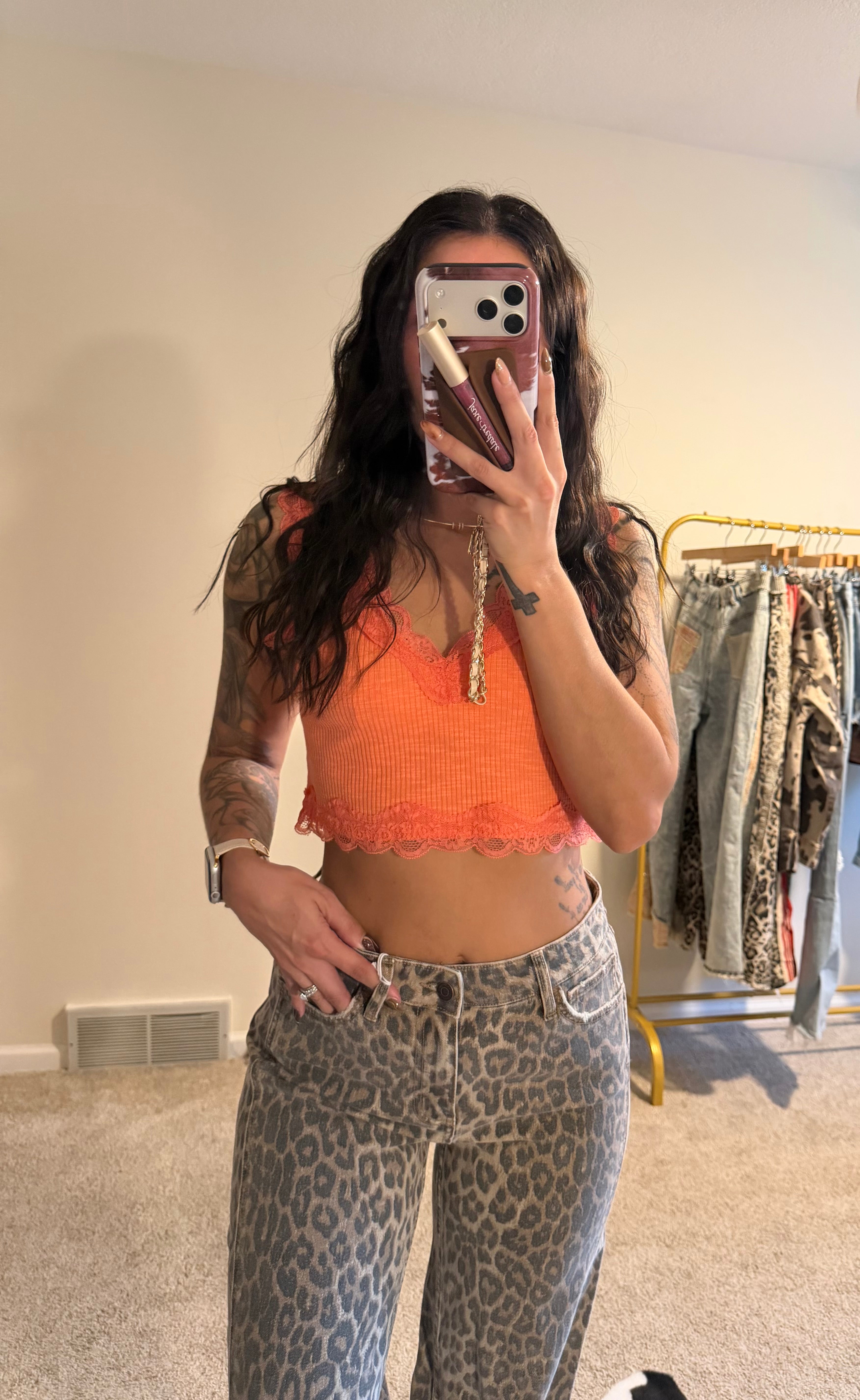 Flying Monkey Wild Side High Rise Leopard Wide Leg Jeans