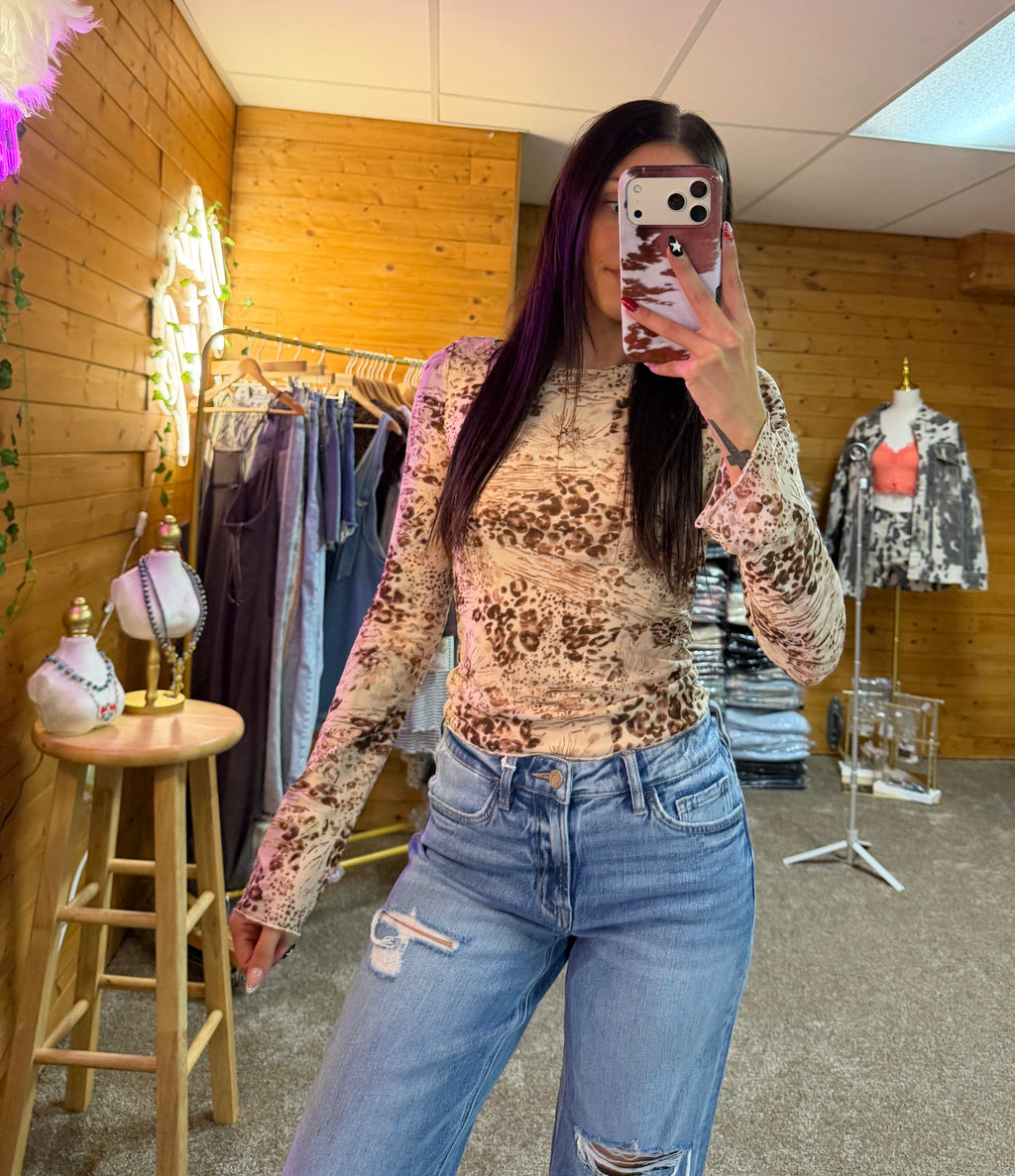Wildflower Leopard Mesh Top