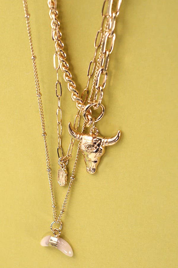 Layered Southwestern Bull Horn Necklace