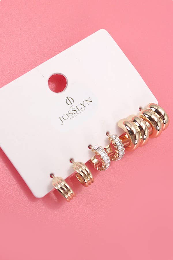 Baguette Stone Double Hoops