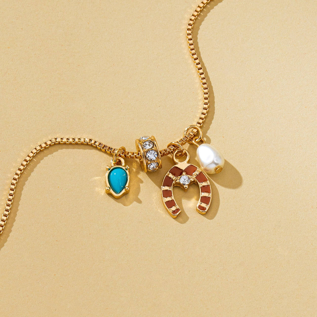 Southwest Enamel Horseshoe Pendant Necklace