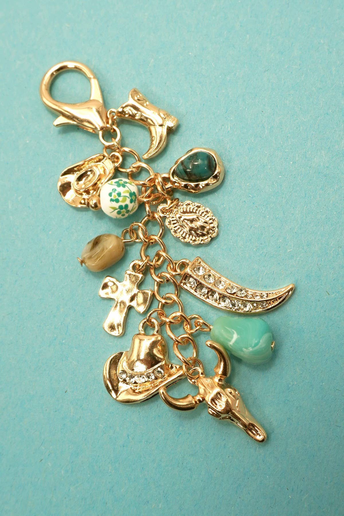 Western Porcelain Toile Bag Charm